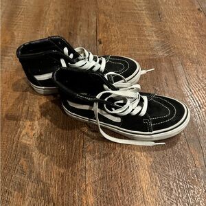 Vans Kids Black and White High Top Sneakers